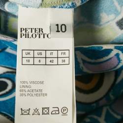 Pre Owned Peter Pilotto Blue Printed Crepe Cube Dress M