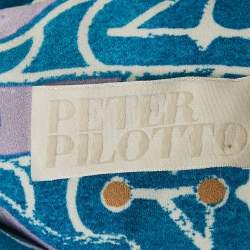 Pre Owned Peter Pilotto Blue Printed Crepe Cube Dress M