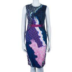 Pre Owned Peter Pilotto Multicolor Print Criss Cross Sleeveless Dress M