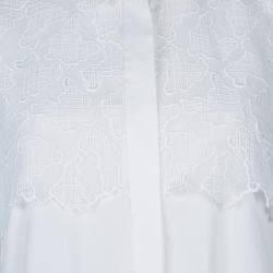 Pre Owned Peter Pilotto White Lace Detail Long Sleeve  Eero Blouse M