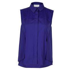 Peter Pilotto Blue Broderie Anglaise Sleeveless Shirt M