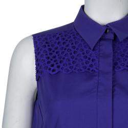 Peter Pilotto Blue Broderie Anglaise Sleeveless Shirt M