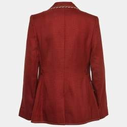 Peter Pilotto Brown Canvas Trim Detail Single Breasted Blazer M