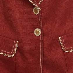 Peter Pilotto Brown Canvas Trim Detail Single Breasted Blazer M