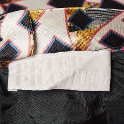 Pre Owned Peter Pilotto Multicolor Printed Silk Ruffled Knee-Length Skirt S