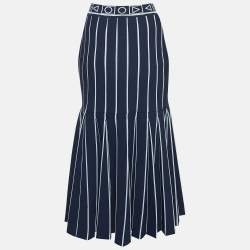 Peter Pilotto Navy Blue Jacquard Knit Flared Skirt M