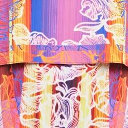 Pre Owned Peter Pilotto Orchid Beam Orange Stretch Silk Mini Dress M