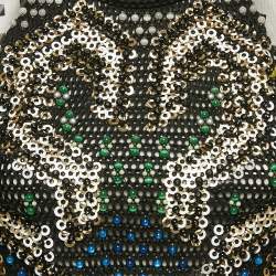 Peter Pilotto Black Crepe and Knit Embellished Peplum Top M