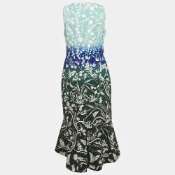 Peter Pilotto Multicolor Stencil Floral Print Sleeveless Midi Dress L