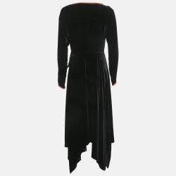 Peter Pilotto Black Velvet Stud Detail Asymmetric Wrap Dress M
