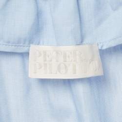 Pre Owned Peter Pilotto Blue Cotton Lace Overlay Off-Shoulder Top L