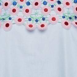 Pre Owned Peter Pilotto Blue Cotton Lace Overlay Off-Shoulder Top L