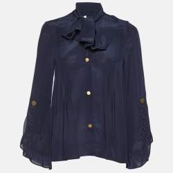 Peter Pilotto Blue Silk Pleated Blouse S