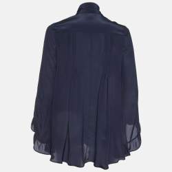 Peter Pilotto Blue Silk Pleated Blouse S