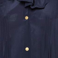 Peter Pilotto Blue Silk Pleated Blouse S