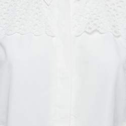 Peter Pilotto White Lace-Trim Cotton Sleeveless Shirt M