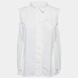 Peter Pilotto White Lace-Trim Cotton Sleeveless Shirt M