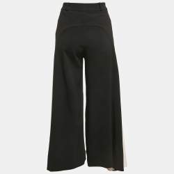Peter Pilotto Black Crepe Panel Detail Wide Leg Trousers S