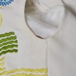 Pre Owned Peter Pilotto White Embroidered Crepe Sleeveless Dress M