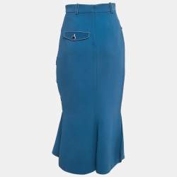 Peter Pilotto Blue Striped Crepe Lace Trim Short Skirt S