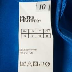 Pre Owned Peter Pilotto Blue Taffeta High-Low Midi Skirt M