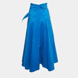 Pre Owned Peter Pilotto Blue Taffeta High-Low Midi Skirt M