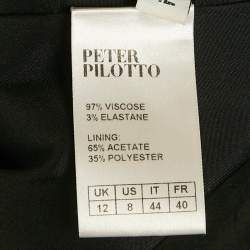 Pre Owned Peter Pilotto Black Printed Crepe Asymmetric Hem Short Skirt M