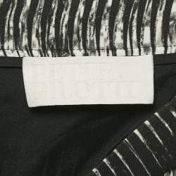Pre Owned Peter Pilotto Black Printed Crepe Asymmetric Hem Short Skirt M