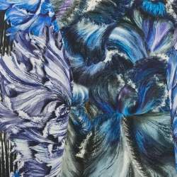 Pre Owned Peter Pilotto Black Printed Crepe Asymmetric Hem Short Skirt M