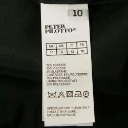 Pre Owned Peter Pilotto Black Crepe Lace Overlay One Shoulder Midi Dress L