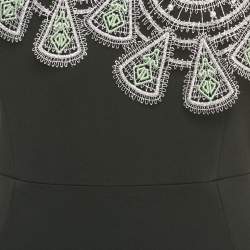 Pre Owned Peter Pilotto Black Crepe Lace Overlay One Shoulder Midi Dress L