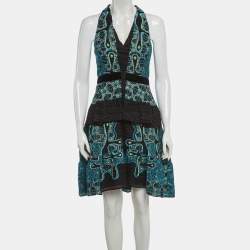 Pre Owned Peter Pilotto Black Jacquard Tiered Mini Dress M