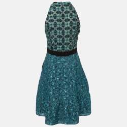 Pre Owned Peter Pilotto Black Jacquard Tiered Mini Dress M