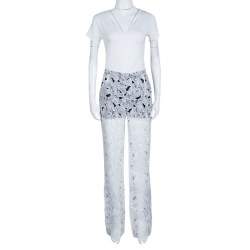 Pre Owned Peter Pilotto White Tabitha Cutout Ikebena Flower Embroidered Silk Organza Pants M