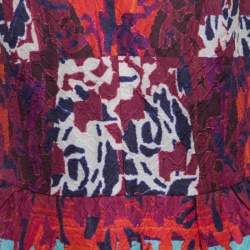 Peter Pilotto Multicolor Textured Water Orchid Print Cloque Peplum Top M