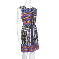 Pre Owned Peter Pilotto Fantasia Cheerleader Printed Silk Sleeveless Alexa Dress M