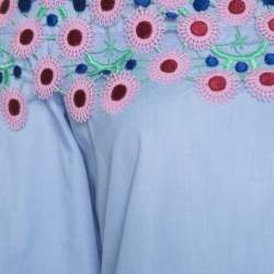 Peter Pilotto Pallas Sky Blue Guipure Lace Trim Off Shoulder Top S