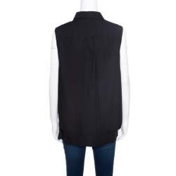 Pre Owned Peter Pilotto Black Embroidered Embellished Cotton Sleeveless Blouse L 