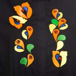 Pre Owned Peter Pilotto Black Embroidered Embellished Cotton Sleeveless Blouse L 