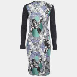 Peter Pilotto Multicolor Abstract Arrow Print Silk Jersey Long Sleeve Dress S
