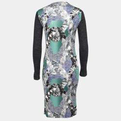 Peter Pilotto Multicolor Abstract Arrow Print Silk Jersey Long Sleeve Dress S