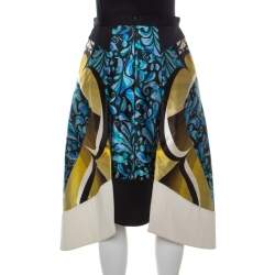 Peter Pilotto Multicolor Printed Silk Satin Anita Skirt S 