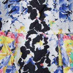 Peter Pilotto Multicolor Printed Silk Jacquard Peplum Detail Sleeveless Top M 