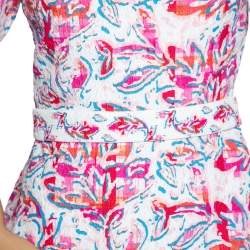 Peter Pilotto Multicolored Print Crinkled Off-Shoulder Belted Dress S