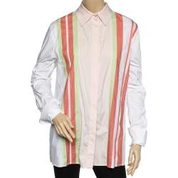 Peter Pilotto Multicolor Striped Cotton Cutout Sleeve Detail Shirt S