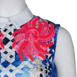 Pre Owned Peter Pilotto Blue Digital Print Neon Sequin Embellished Sleeveless Dress S