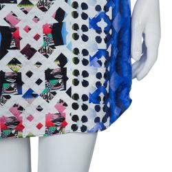 Pre Owned Peter Pilotto Blue Digital Print Neon Sequin Embellished Sleeveless Dress S
