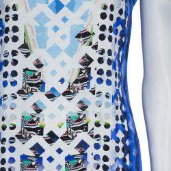 Pre Owned Peter Pilotto Blue Digital Print Neon Sequin Embellished Sleeveless Dress S