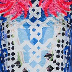 Pre Owned Peter Pilotto Blue Digital Print Neon Sequin Embellished Sleeveless Dress S