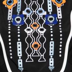 Peter Pilotto Black Crepe Embellished and Eyelet Appliques Flared Hem Top M